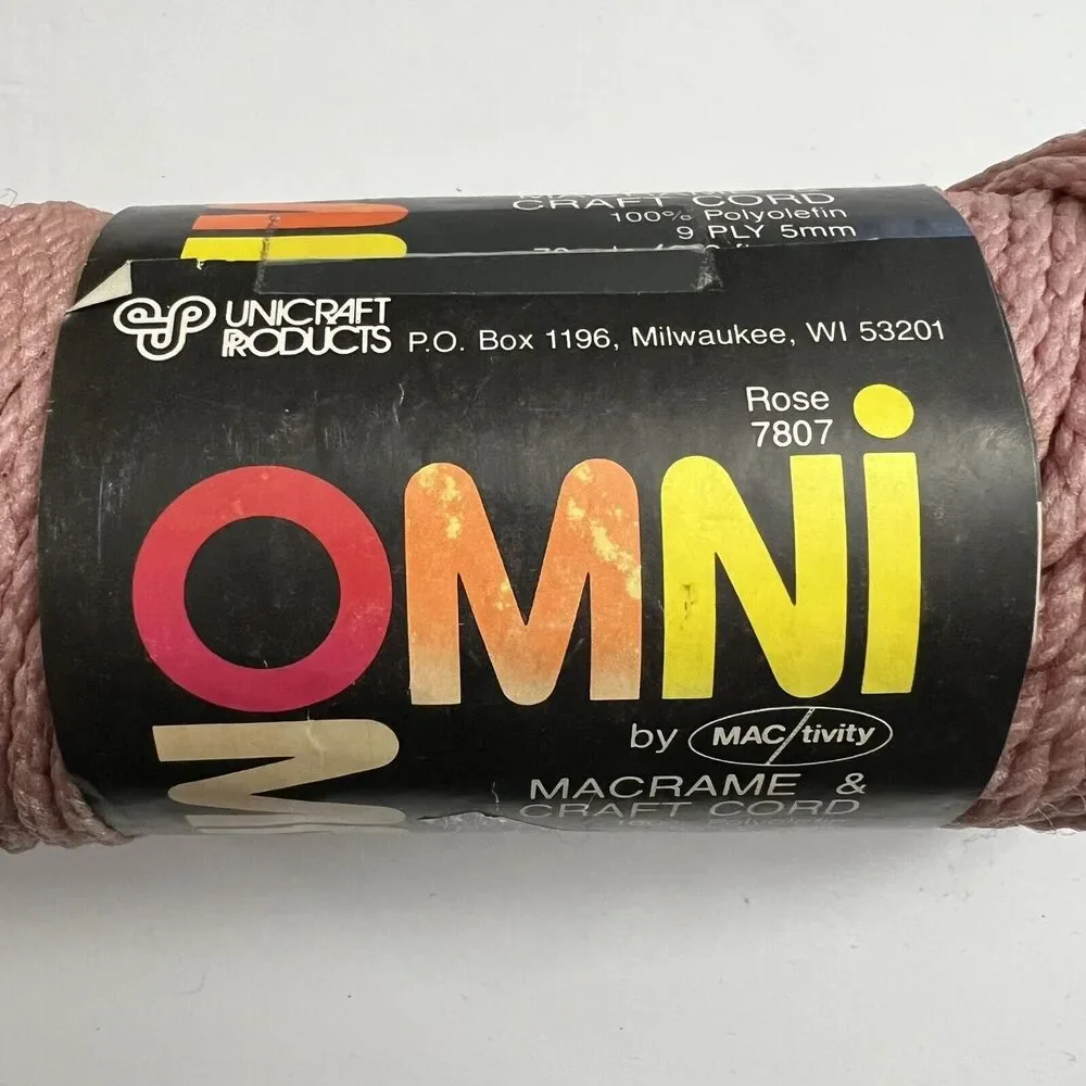 Vintage Omni Macrame Craft Cord 5mm 70 Yards 9 Ply Rose Pink Knotting Weaving